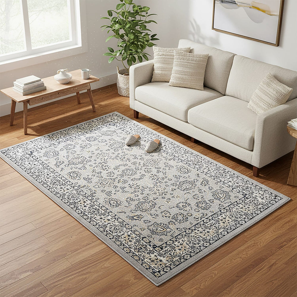 ONE TIME OFFER - Hush Haven Traditional Pattern Pile Rug (180x120 Cm) - Grey