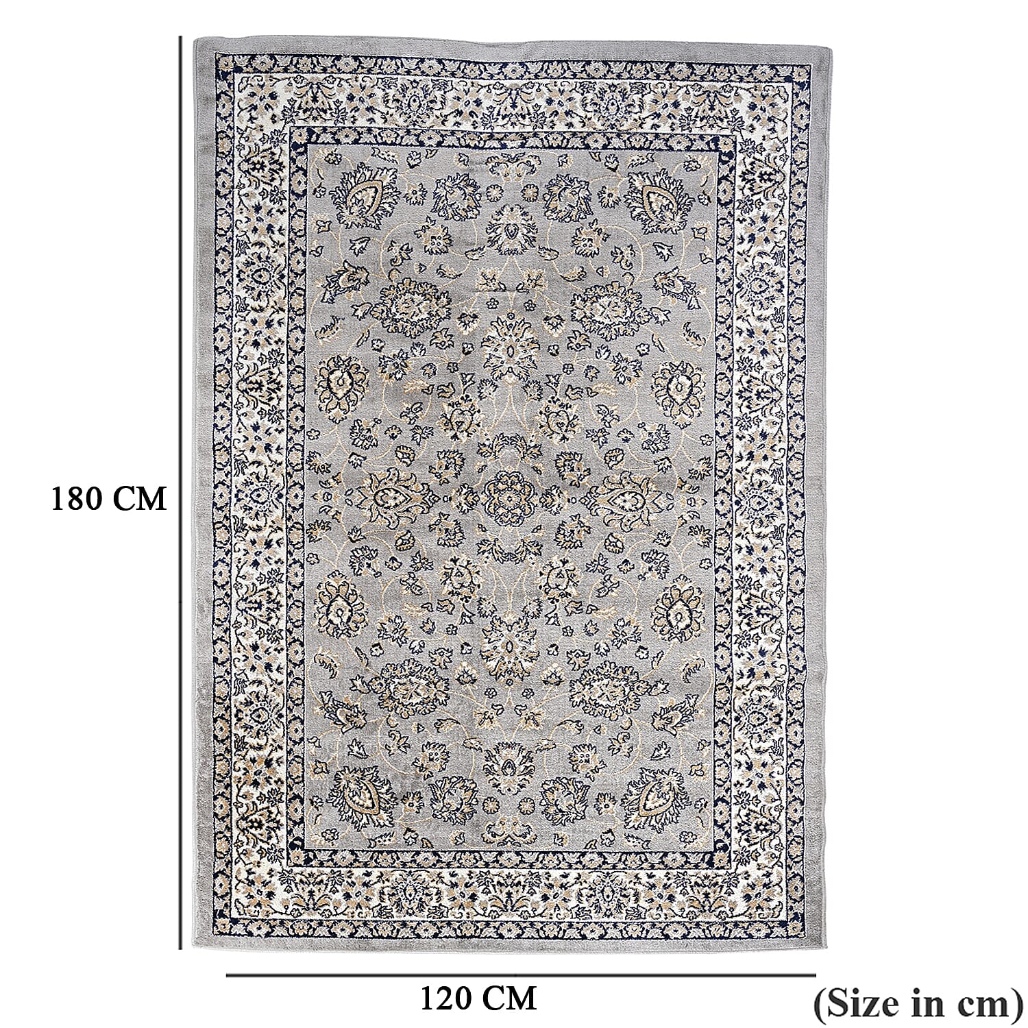 ONE TIME OFFER - Hush Haven Traditional Pattern Pile Rug (180x120 Cm) - Grey