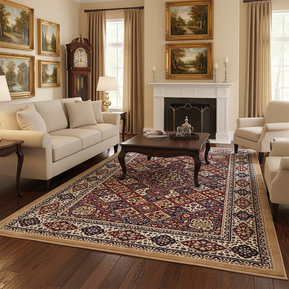 ONE TIME OFFER - Hush Haven Traditional Pattern Pile Rug (180x120 Cm) - Red