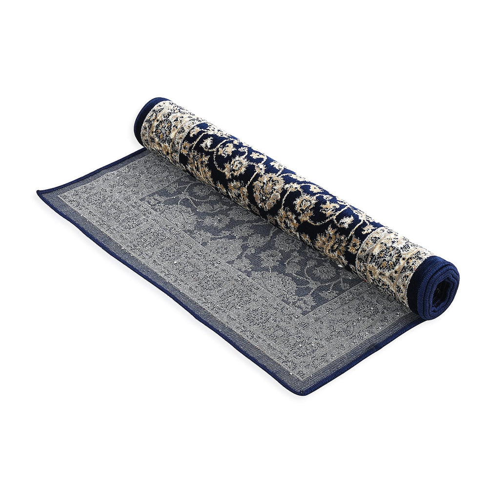 Hush Haven Patterned Rug and Door Mat (Size 66x1 cm) - Blue