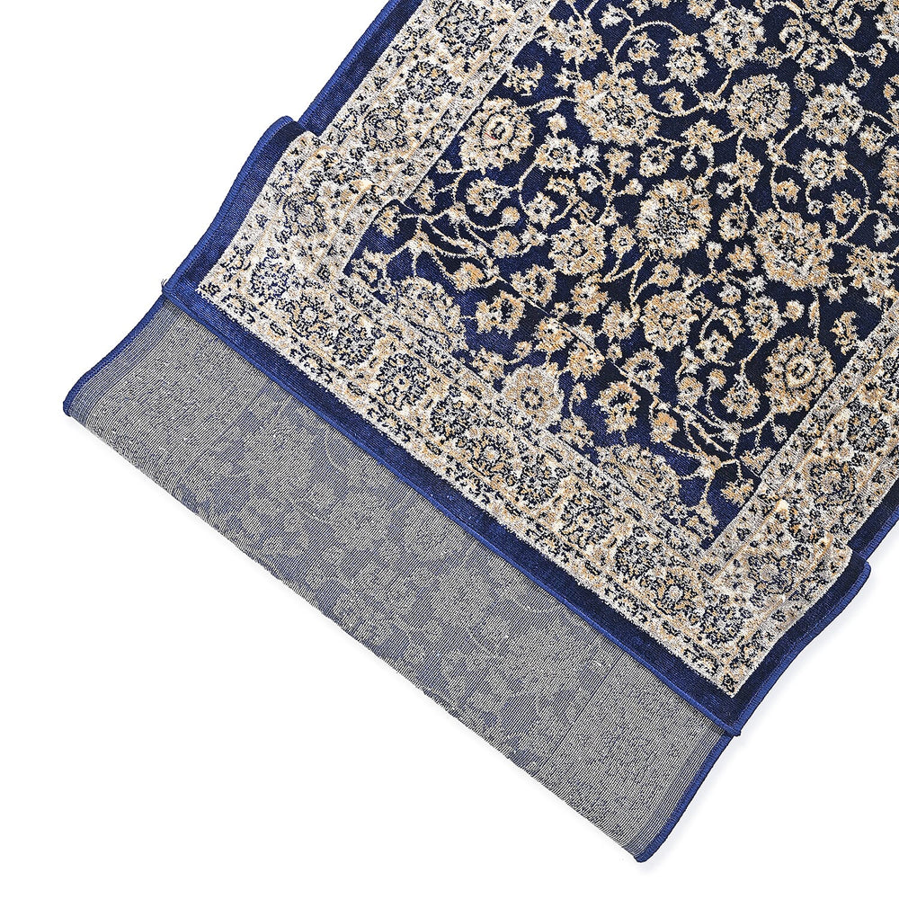Hush Haven Patterned Rug and Door Mat (Size 66x1 cm) - Blue