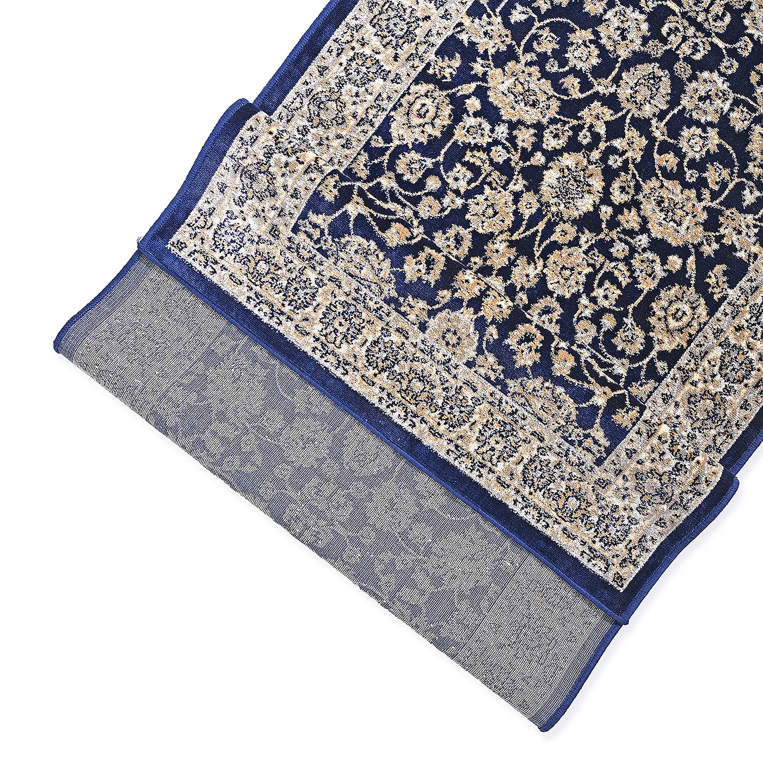Hush Haven Patterned Rug and Door Mat (Size 66x1 cm) - Blue