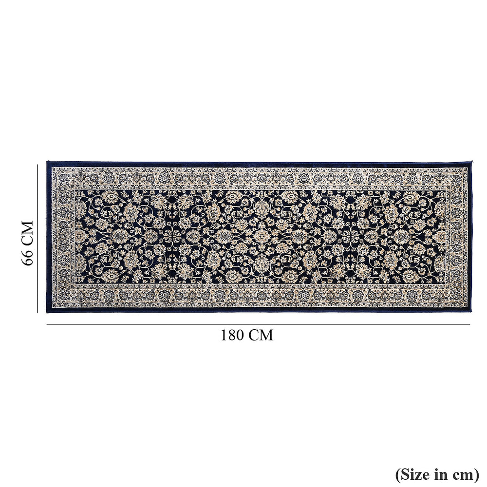 Hush Haven Patterned Rug and Door Mat (Size 66x1 cm) - Blue