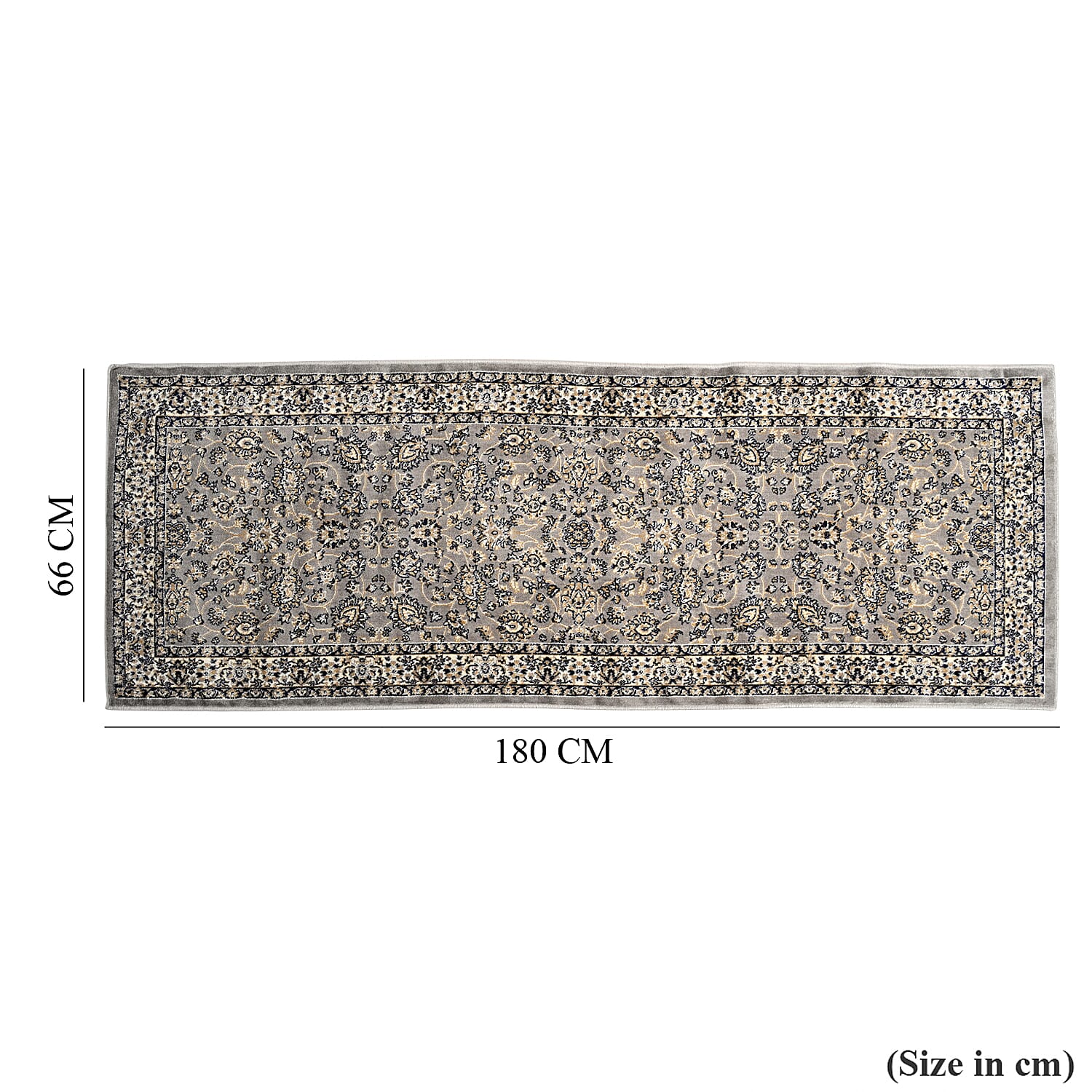 Hush Haven Patterned Rug and Door Mat (Size 66x1 cm) - Grey