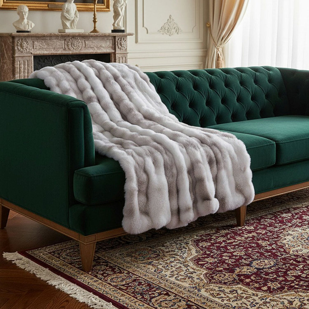 SIGNATURE LUXE SUPERSOFT BLANKET - HUSH HAVEN Double Layer 800 GSM Bubble Pattern Ultra soft Faux Fur Blanket (200 x 150 cm) - Winter Ivory