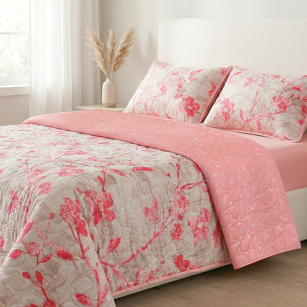 Hush Haven Printed Comforter and Duvet (Size 200x1 cm) - Pink