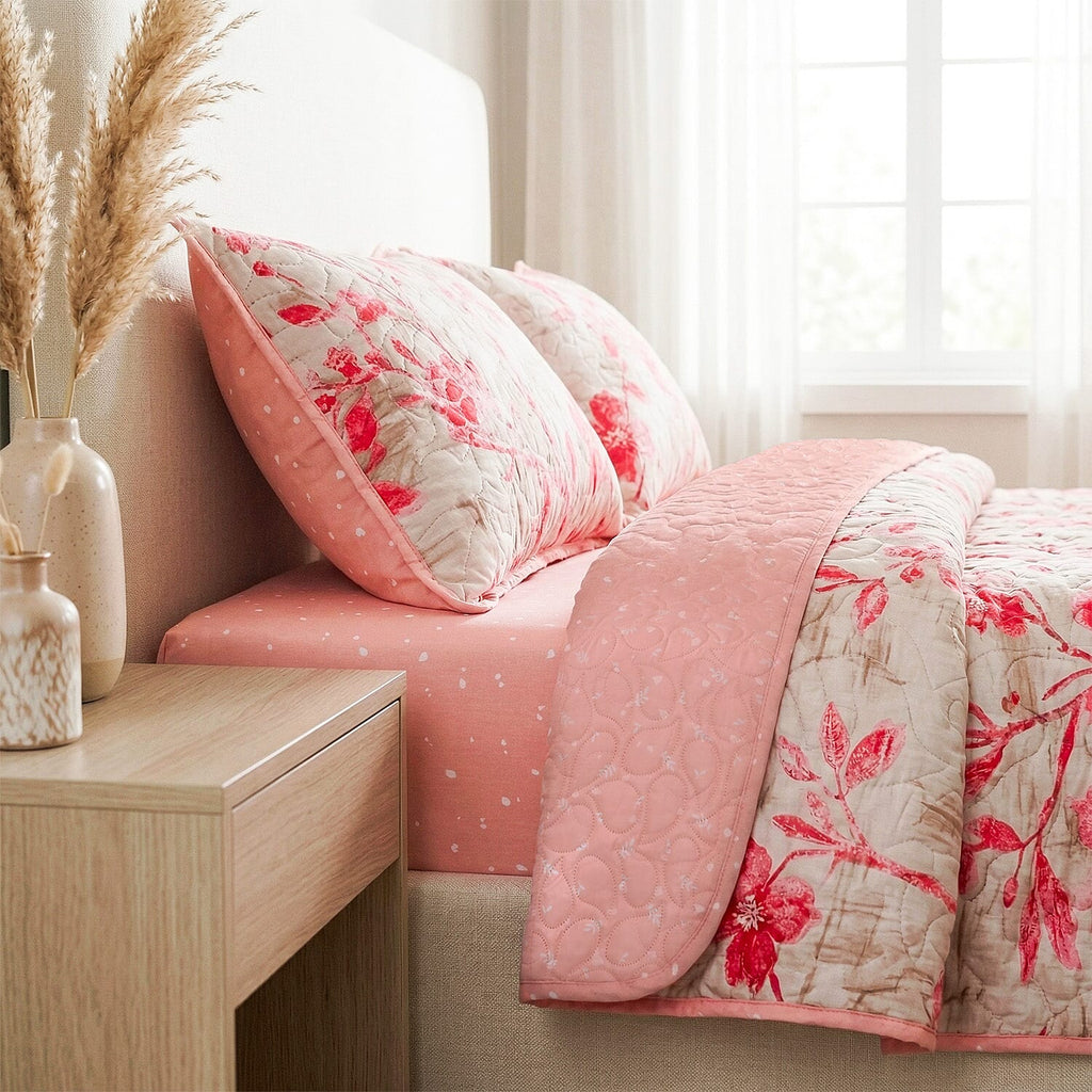 Hush Haven Printed Comforter and Duvet (Size 200x1 cm) - Pink