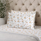 Hush Haven 6-Piece Floral Digital Print Duvet Set - inc. Reversible Quilt Cover, Fitted Sheet, 2 Housewife Pillowcases and 2 Oxford Pillowcases (200 x 200cm) - White - Porange