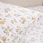 Hush Haven 6-Piece Floral Digital Print Duvet Set - inc. Reversible Quilt Cover, Fitted Sheet, 2 Housewife Pillowcases and 2 Oxford Pillowcases (200 x 200cm) - White - Porange
