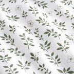Hush Haven 6-Piece Floral Digital Print Duvet Set - inc. Reversible Quilt Cover, Fitted Sheet, 2 Housewife Pillowcases and 2 Oxford Pillowcases (225 x 220cm) - Green - White