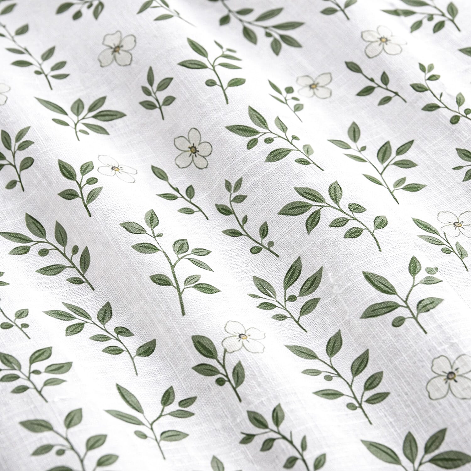 Hush Haven 6-Piece Floral Digital Print Duvet Set - inc. Reversible Quilt Cover, Fitted Sheet, 2 Housewife Pillowcases and 2 Oxford Pillowcases (225 x 220cm) - Green - White