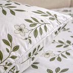 Hush Haven 6-Piece Floral Digital Print Duvet Set - inc. Reversible Quilt Cover, Fitted Sheet, 2 Housewife Pillowcases and 2 Oxford Pillowcases (225 x 220cm) - Green - White