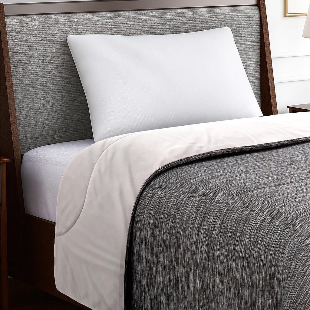 Hush Haven Reversible Two-Tone Patterned Ultra-Cooling Quilt (Size 229X173cm) - Grey