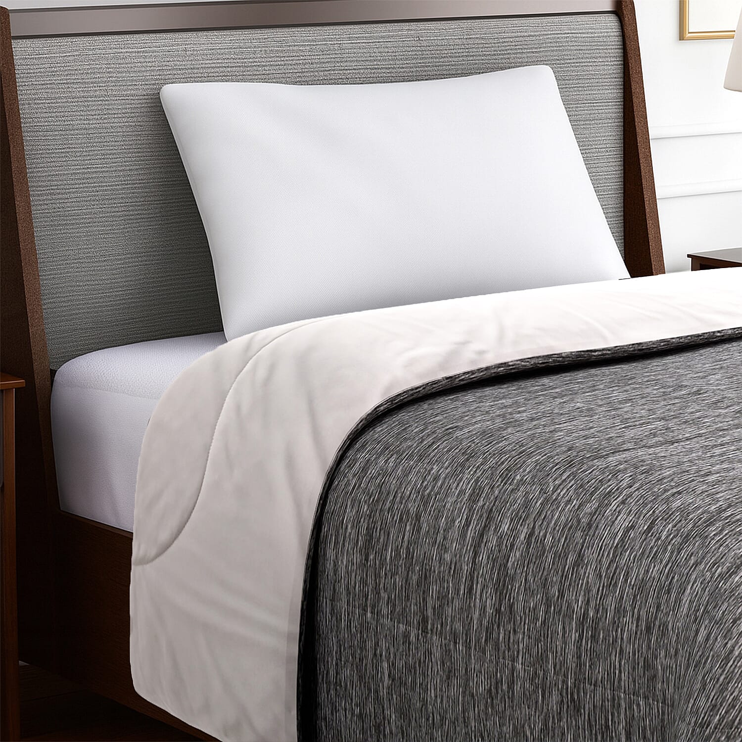 Hush Haven Reversible Two-Tone Patterned Ultra-Cooling Quilt (Size 229X173cm) - Grey