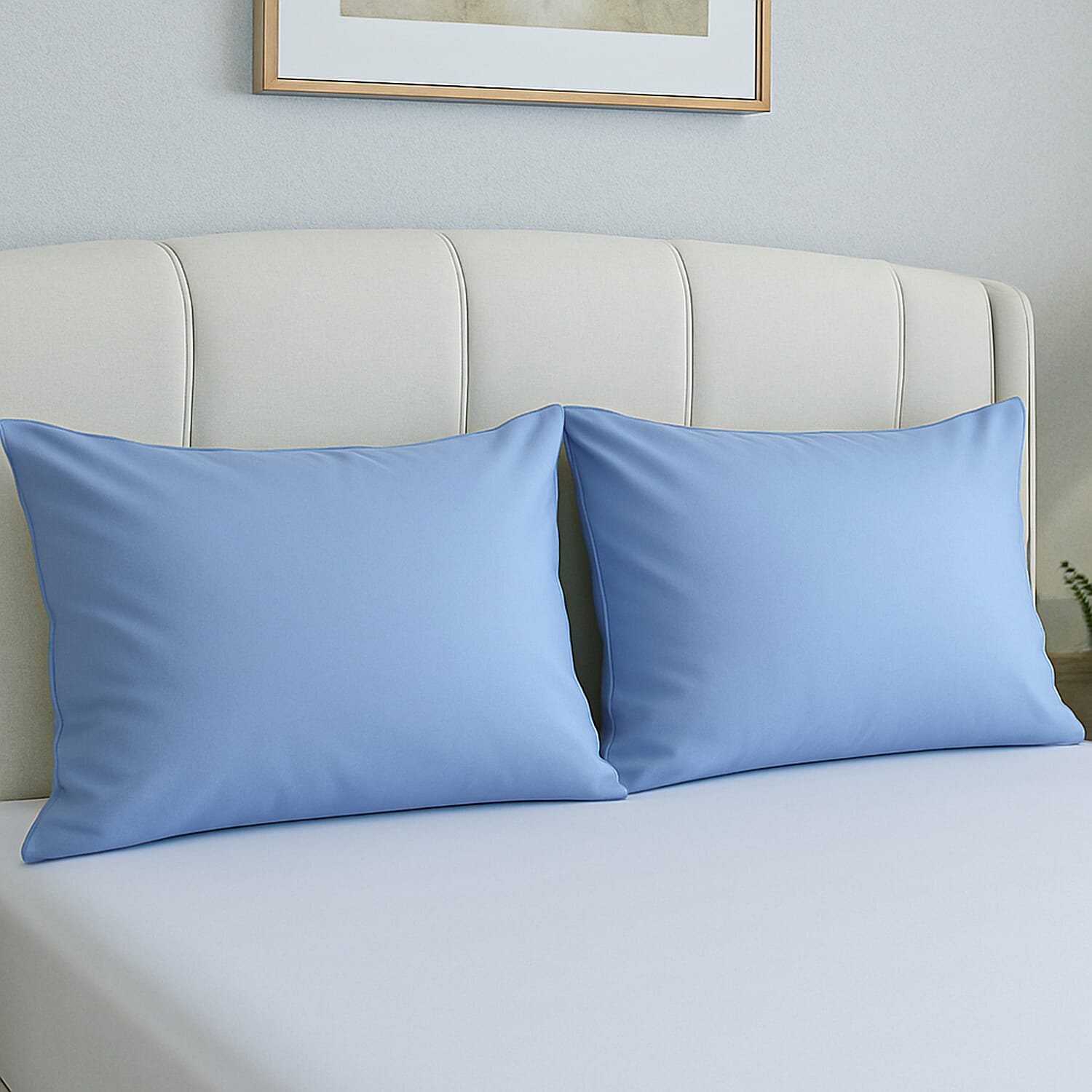 Hush Haven - Set of 2 Soft - Breathable Bamboo Pillowcases (Size 75x50cm) - Blue