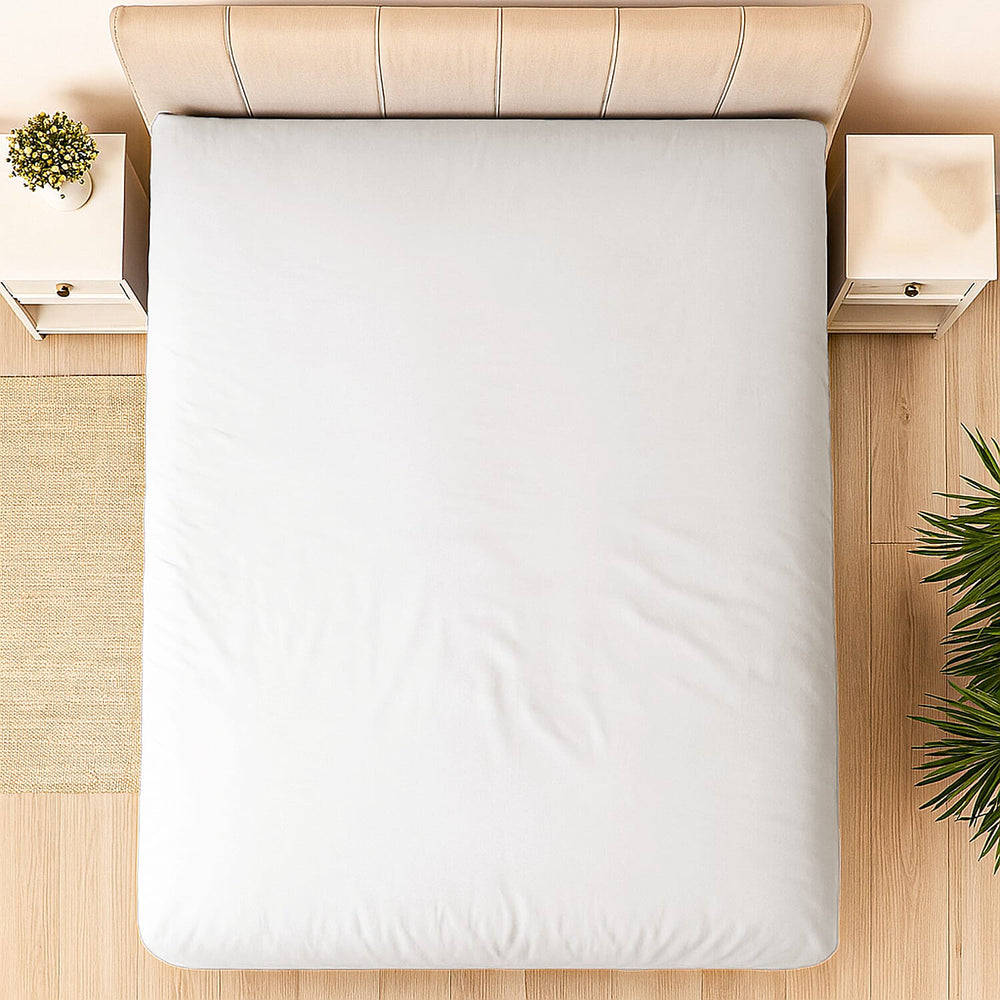 Hush Haven Set of 6 Cotton Solid Colour Duvet Cover Set- 2 Pillowcases, 1 Duvet Cover - 1 Fitted Sheet (Size 200x200cm) - Off White