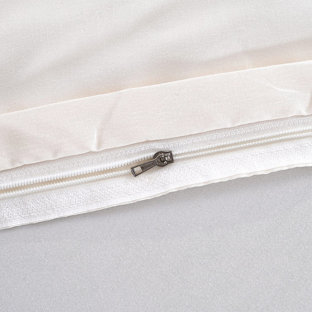 Hush Haven Set of 6 Cotton Solid Colour Duvet Cover Set- 2 Pillowcases, 1 Duvet Cover - 1 Fitted Sheet (Size 200x200cm) - Off White