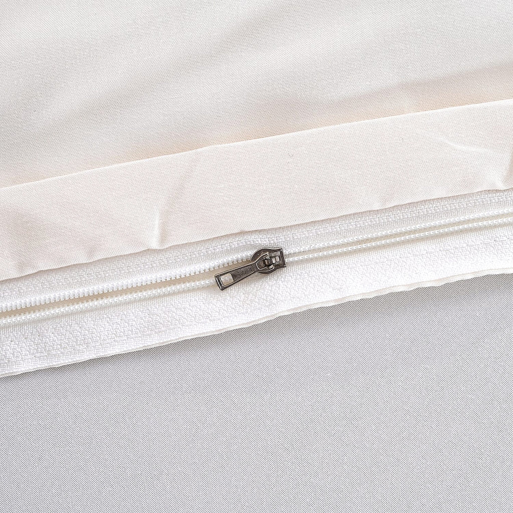 Hush Haven Set of 6 Cotton Solid Colour Duvet Cover Set- 2 Pillowcases, 1 Duvet Cover - 1 Fitted Sheet (Size 200x200cm) - Off White