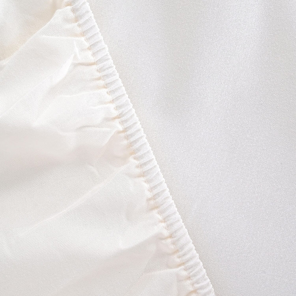 Hush Haven Set of 6 Cotton Solid Colour Duvet Cover Set- 2 Pillowcases, 1 Duvet Cover - 1 Fitted Sheet (Size 200x200cm) - Off White