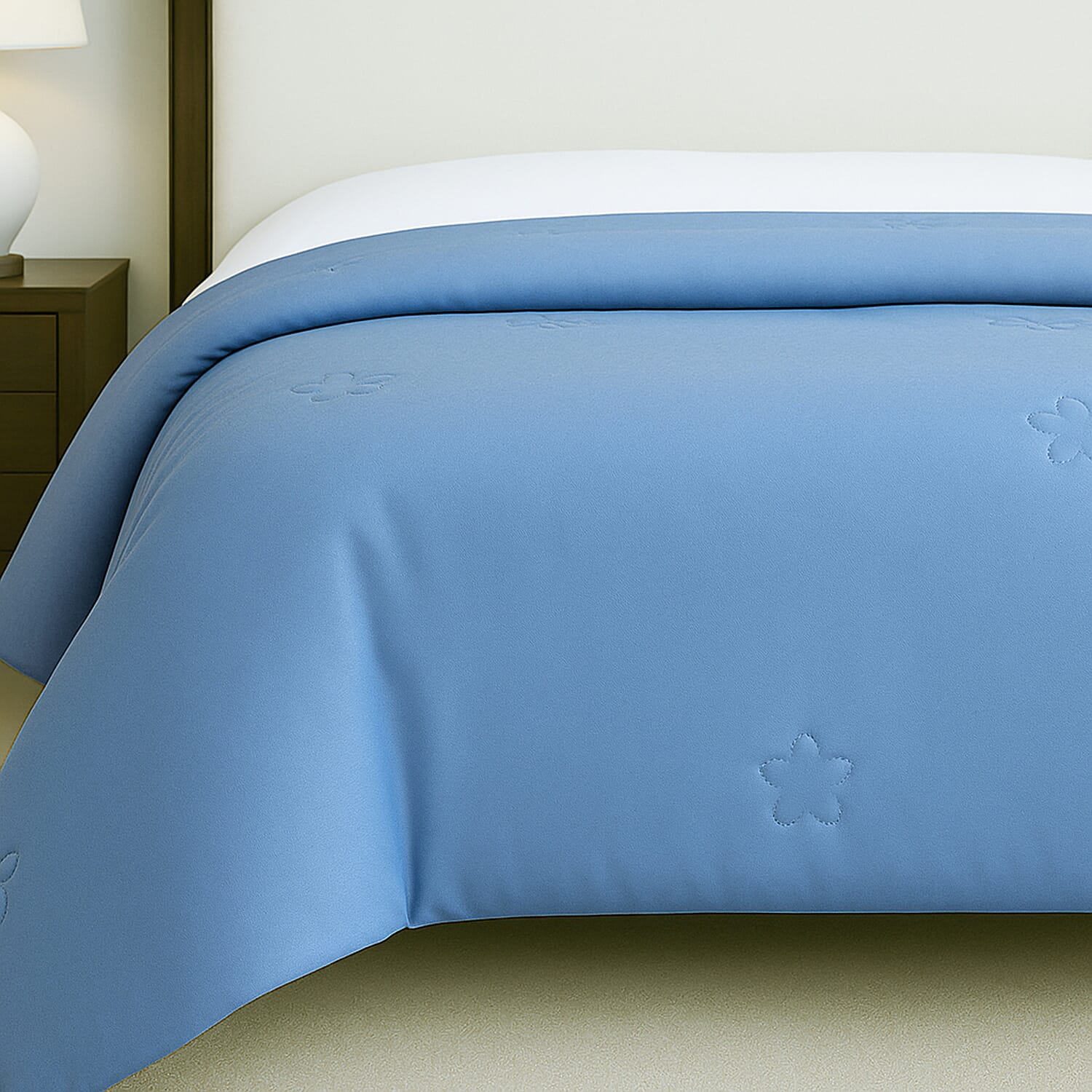 Hush Haven Soft - Breathable Bamboo Viscose Quilt with Quilting (Size 200x200) - Light Blue