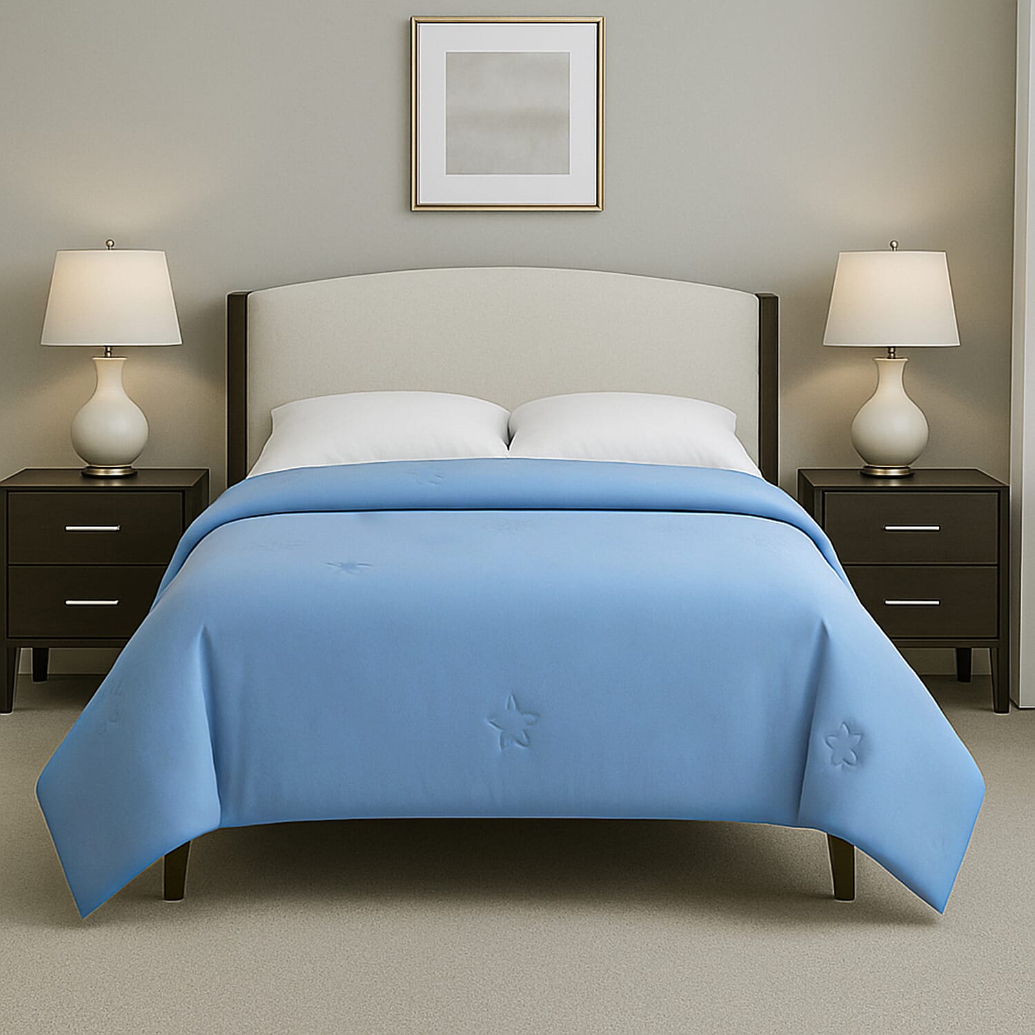 Hush Haven Soft - Breathable Bamboo Viscose Quilt with Quilting (Size 200x200) - Light Blue