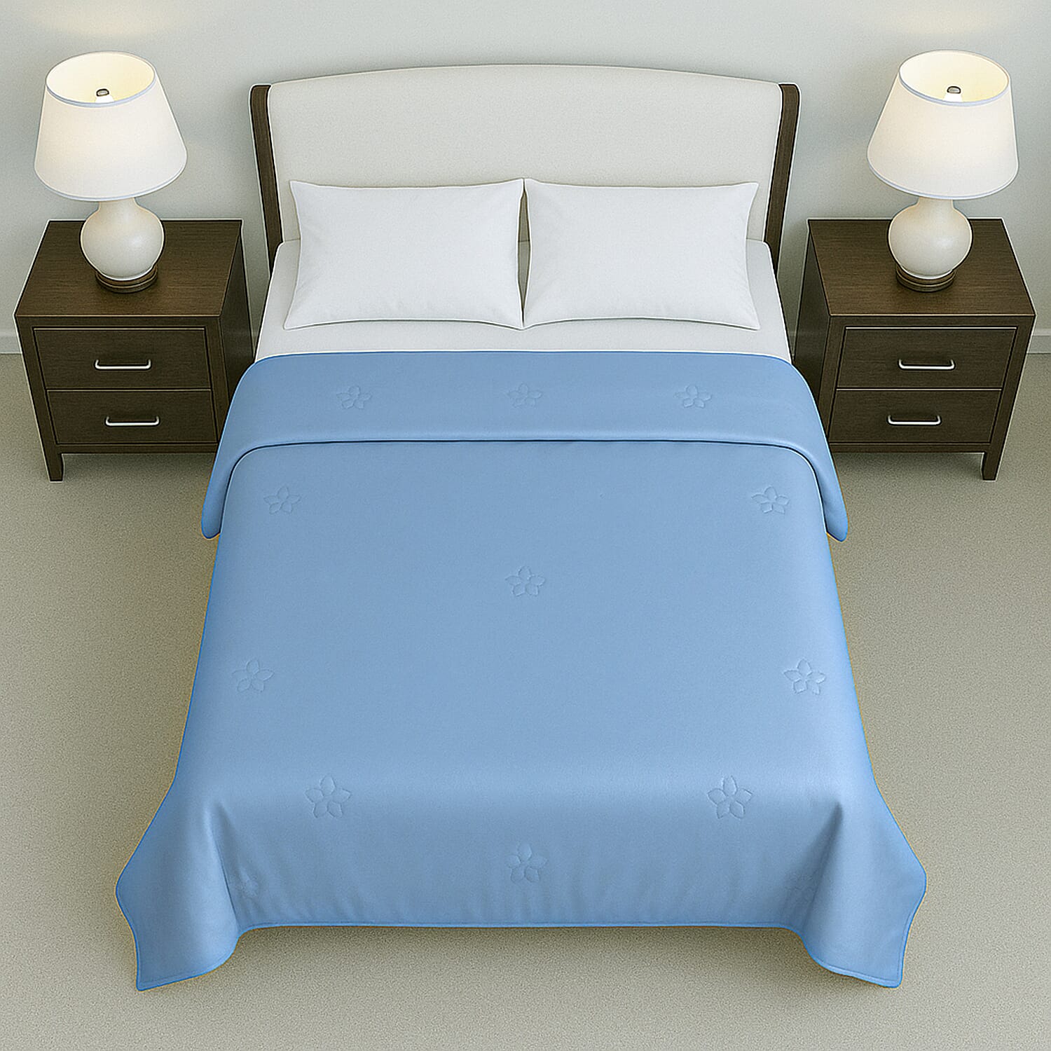 Hush Haven Soft - Breathable Bamboo Viscose Quilt with Quilting (Size 200x200) - Light Blue