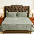 Hush Haven 4 Piece Luxury Teddy Fleece Duvet Cover Set - Inc. 1 Duvet Cover, 1 Fitted Sheet with 2 Pillowcases (Double) - Green