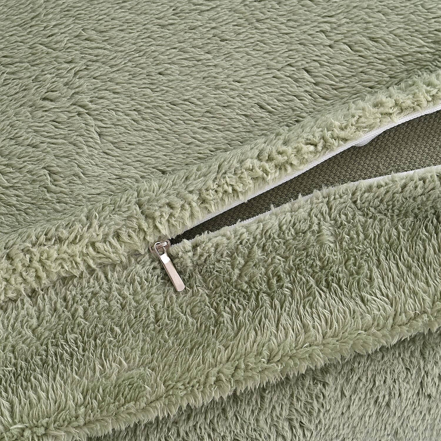Hush Haven 4 Piece Luxury Teddy Fleece Duvet Cover Set - Inc. 1 Duvet Cover, 1 Fitted Sheet with 2 Pillowcases (Double) - Green