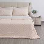 Hush Haven Super Soft Teddy Fleece 6-Piece Comforter Set - Inc. 2 Taffeta Jacquard - 2 Crystal Velvet Pillowcases, Fitted Sheet and a Comforter (Double) - White