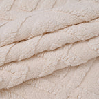 Hush Haven Super Soft Teddy Fleece 6-Piece Comforter Set - Inc. 2 Taffeta Jacquard - 2 Crystal Velvet Pillowcases, Fitted Sheet and a Comforter (Double) - White