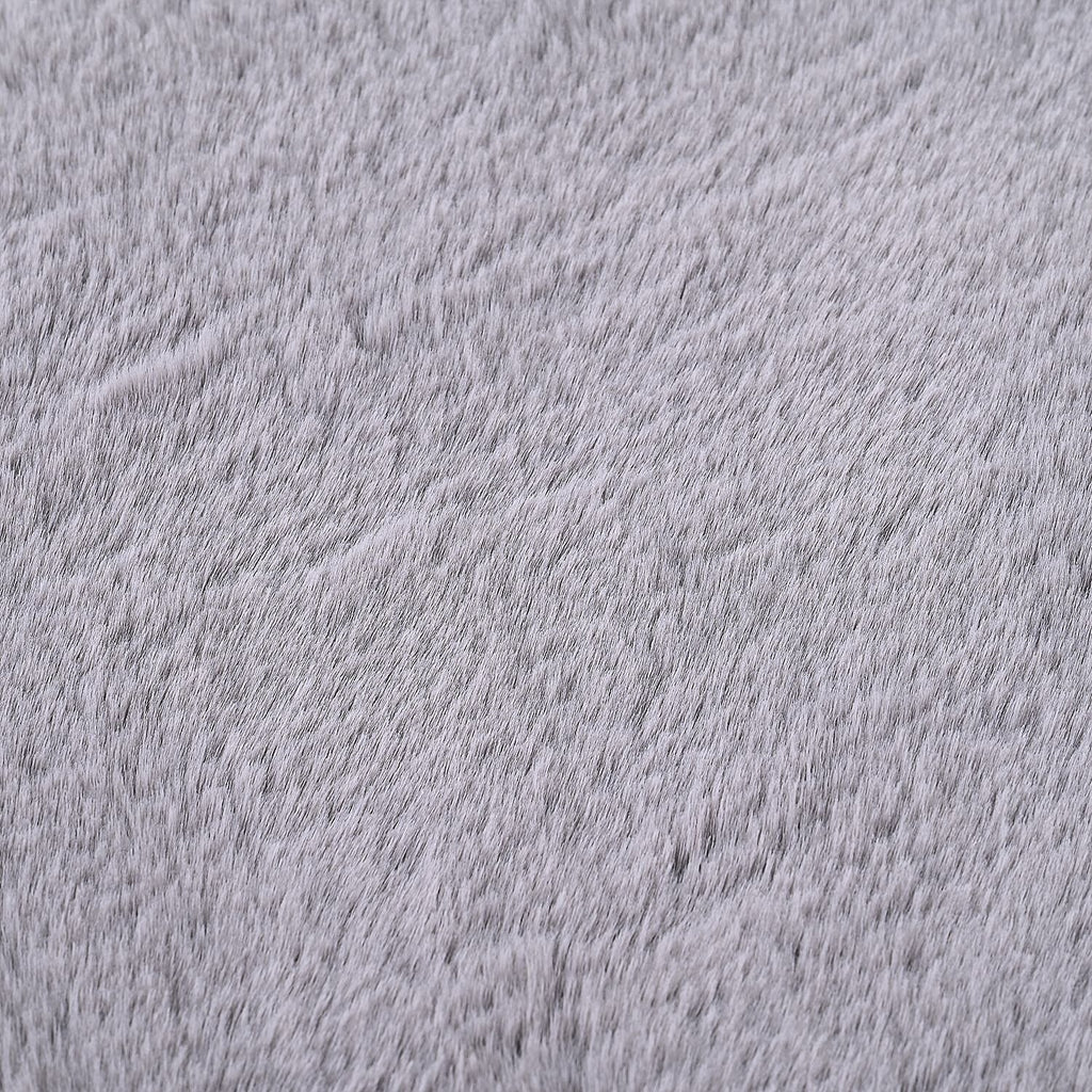 HUSH HAVEN Cosy Faux Fur Accent Rug (90 x 60 cm) - Grey