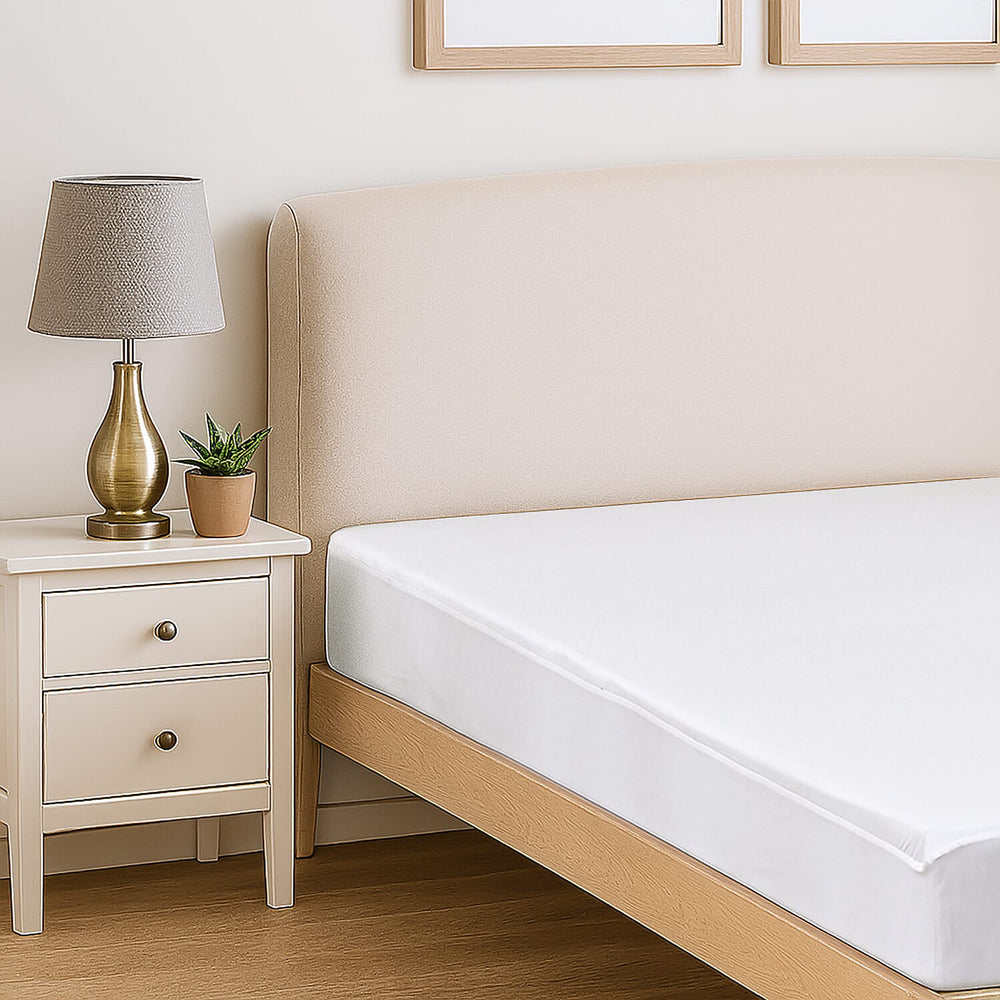 Hush Haven Tencel Waterproof Mattress Protector (Size 135 x190  cm) Double - White