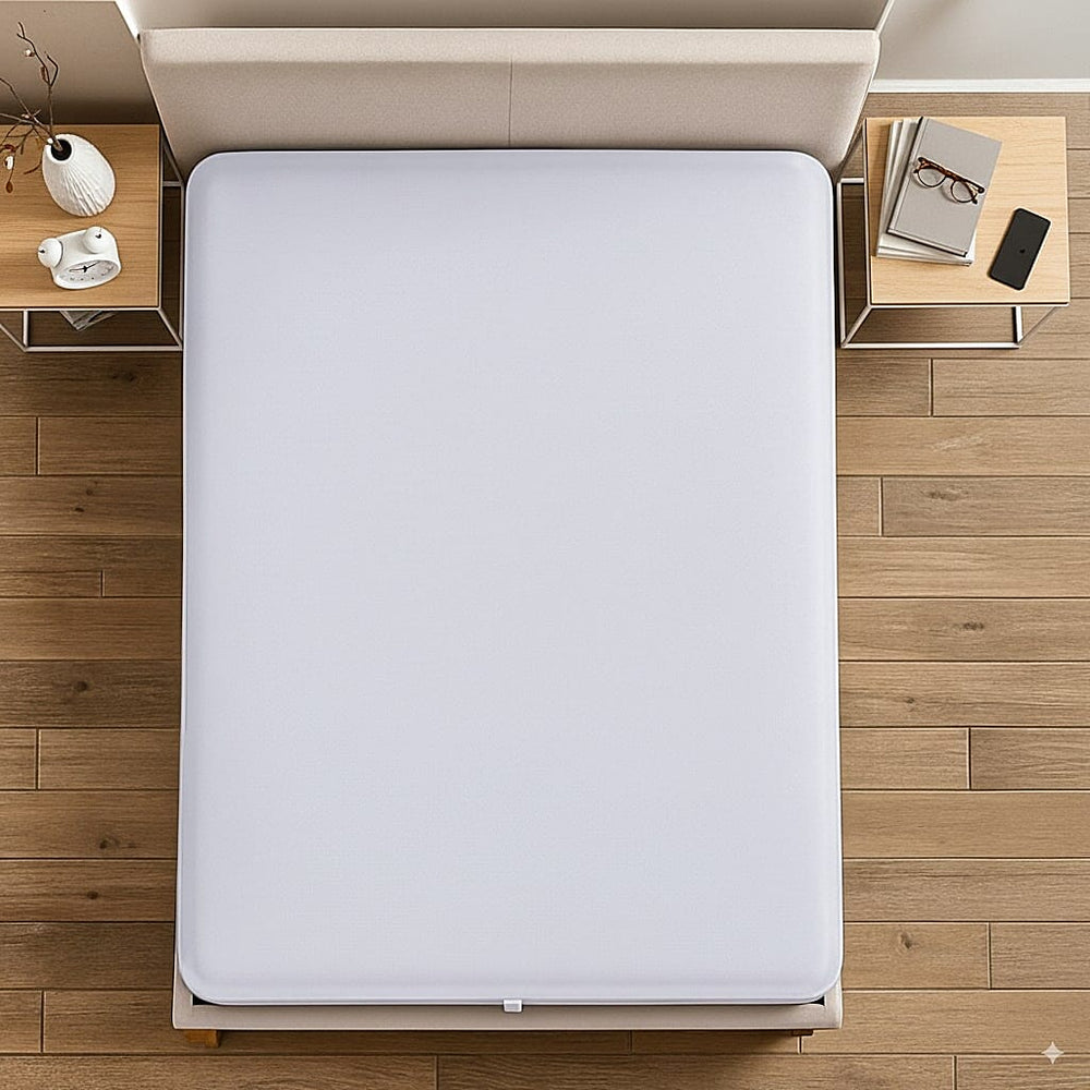 Hush Haven Tencel Waterproof Mattress Protector (Size 180 x 200 cm) - White