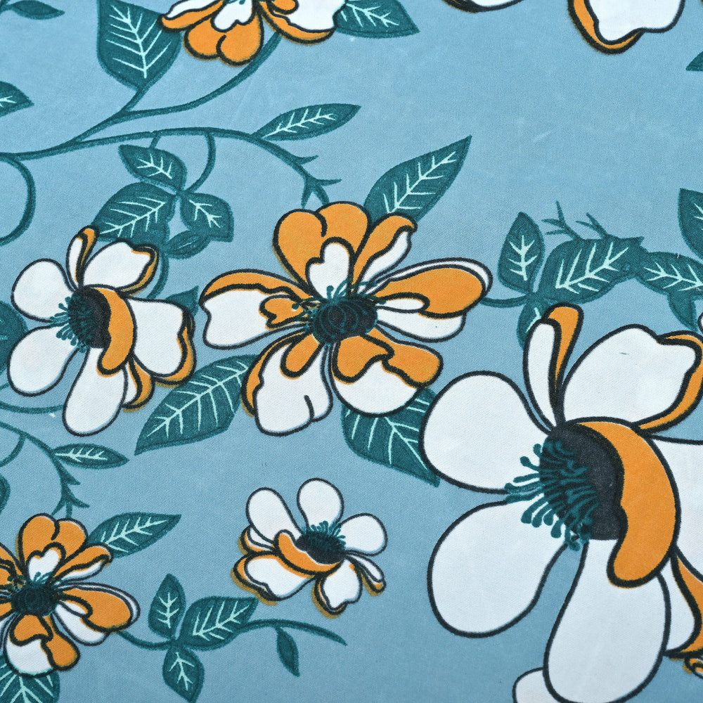Hush Heaven 3-Piece Floral Print Duvet Set with Pillow Covers - Storage Bag (Size King) - Blue