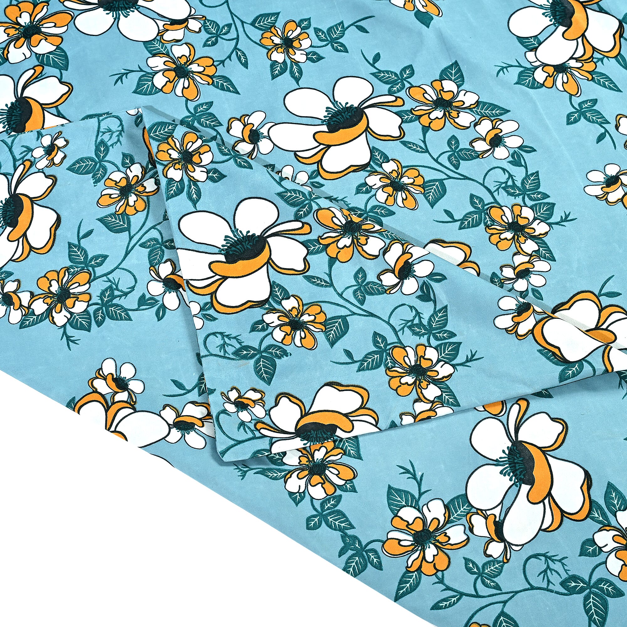 Hush Heaven 3-Piece Floral Print Duvet Set with Pillow Covers - Storage Bag (Size King) - Blue