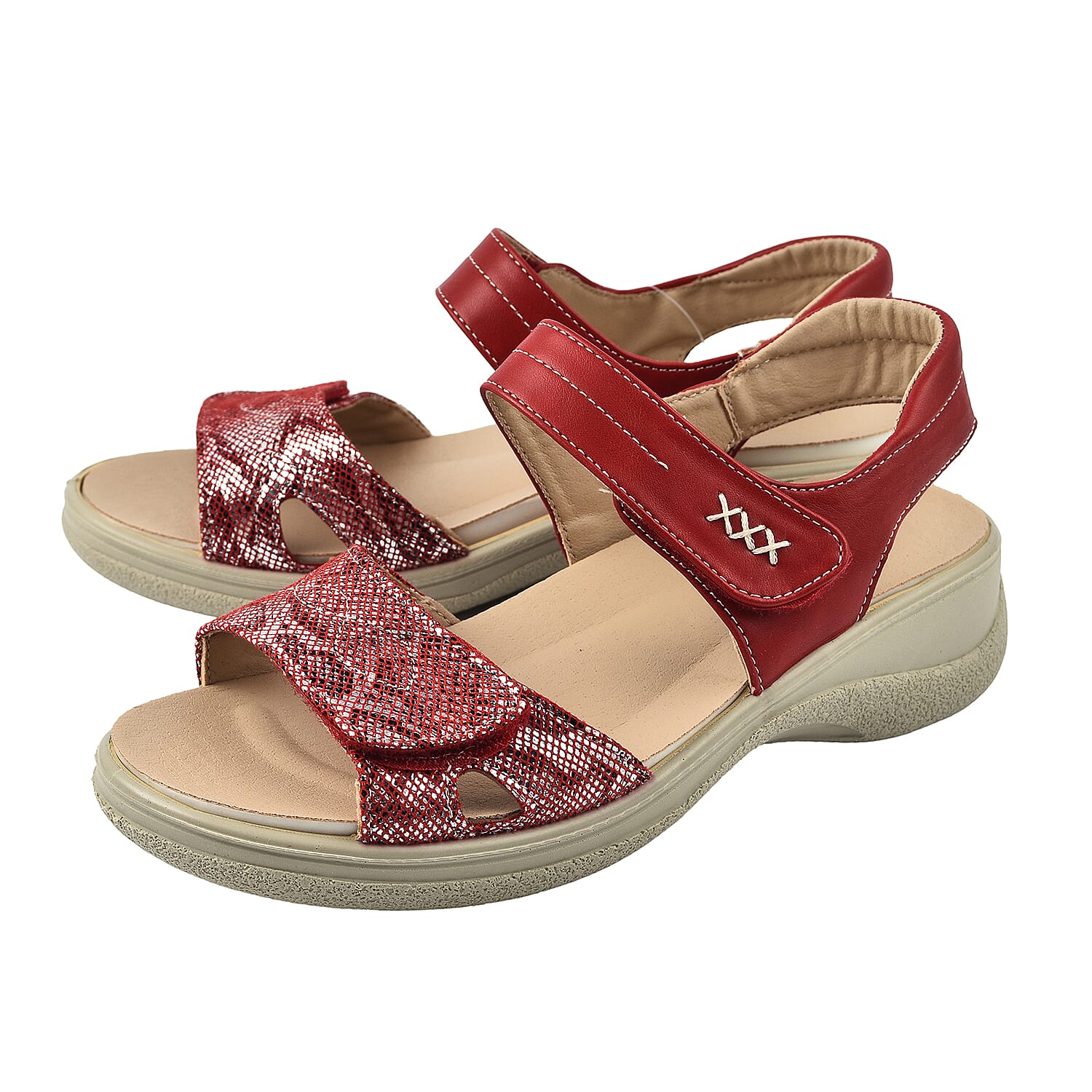 IRIS Low Wedge Wide Fitting Sandal (Size 4) - Red