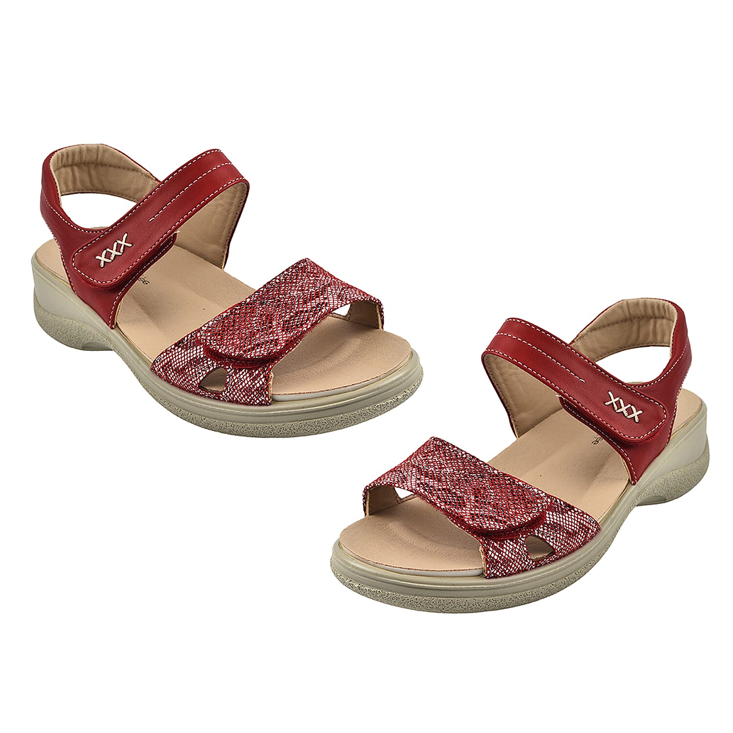 IRIS Low Wedge Wide Fitting Sandal (Size 4) - Red
