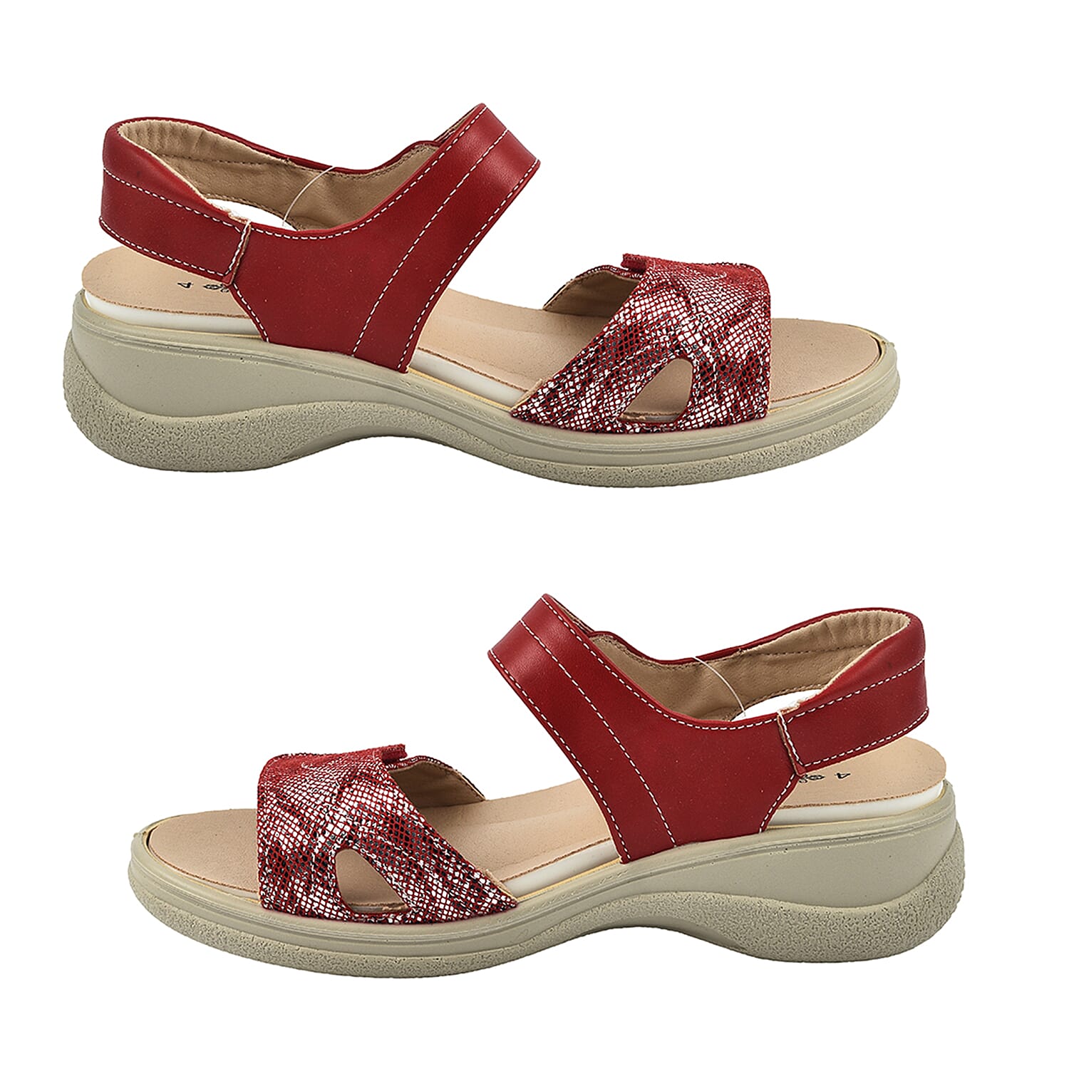 IRIS Low Wedge Wide Fitting Sandal (Size 4) - Red