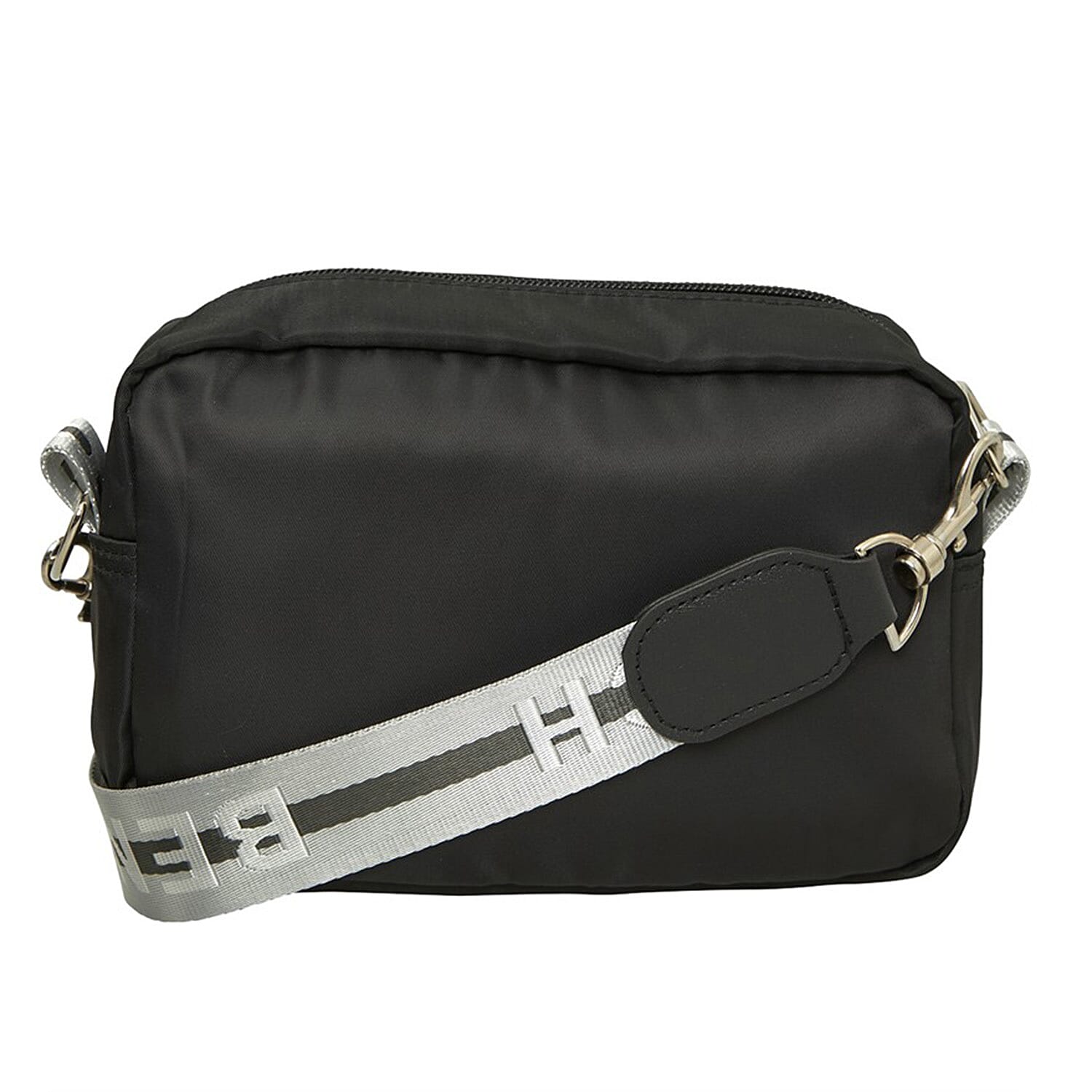 BENCH Compact Crossbody Bag with Logo Strap - Black