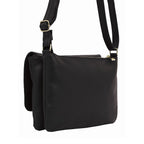 Leatherette Snake Skin Pattern Crossbody Bag - Black