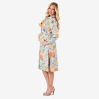 Closeout Deal - Floral Printed Belted Dress (Size - 12) - Pink