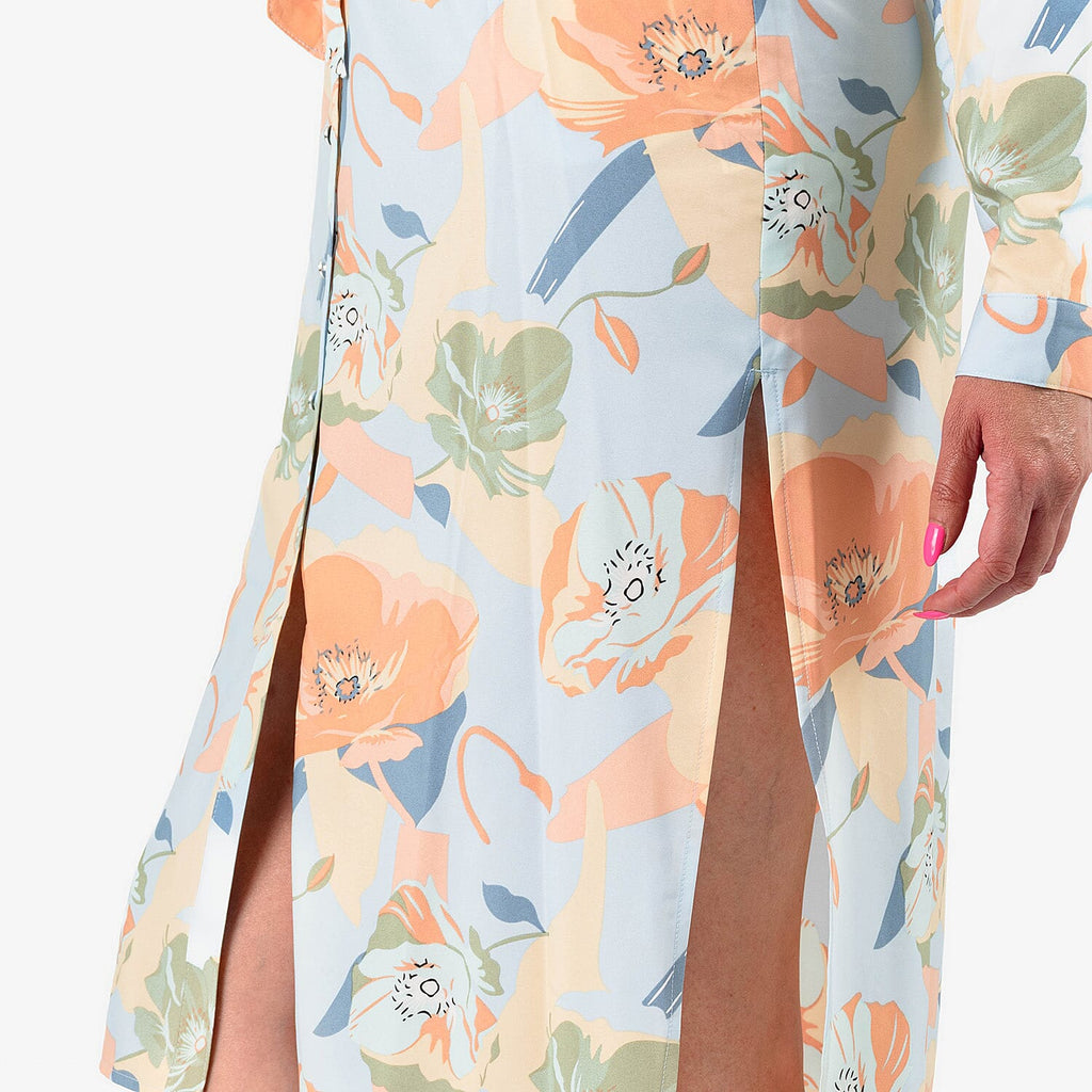 Closeout Deal - Floral Printed Belted Dress (Size - 12) - Pink