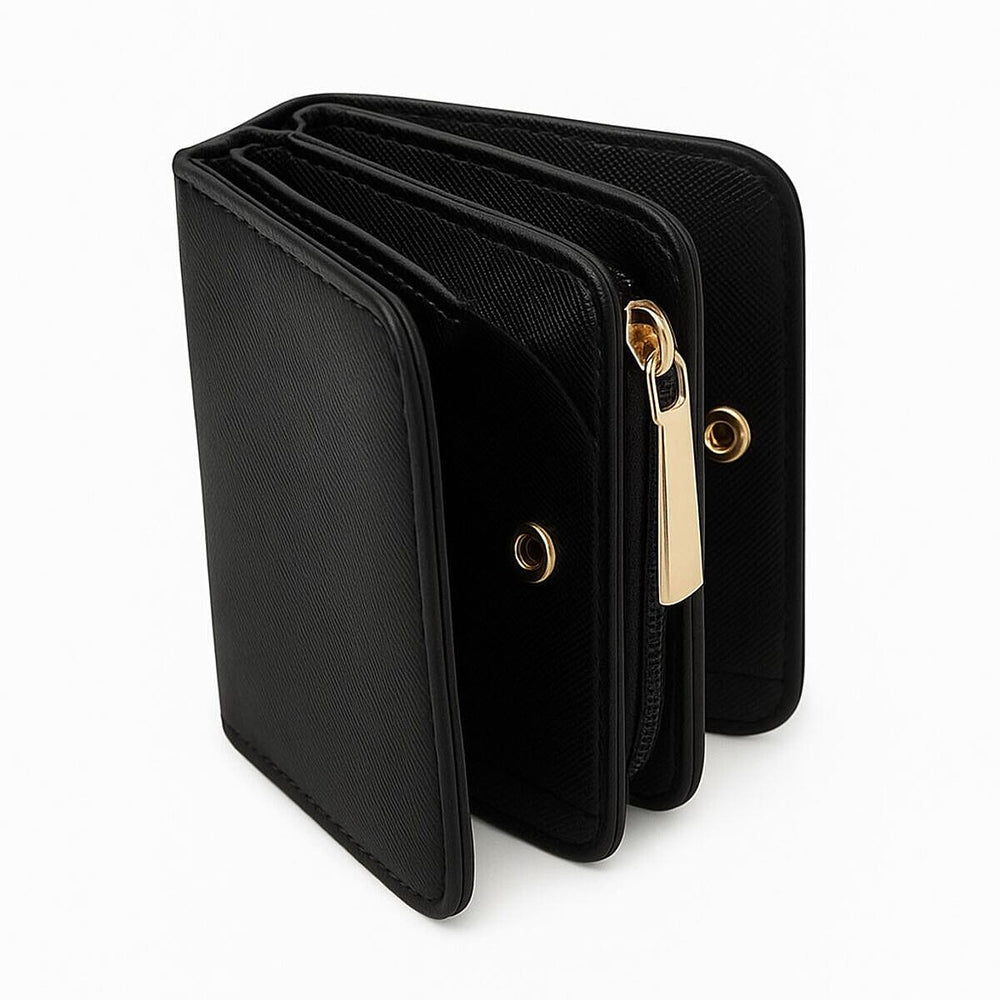 Soft Leatherette Feel Long Purse Card Holder with Gift Box - Black