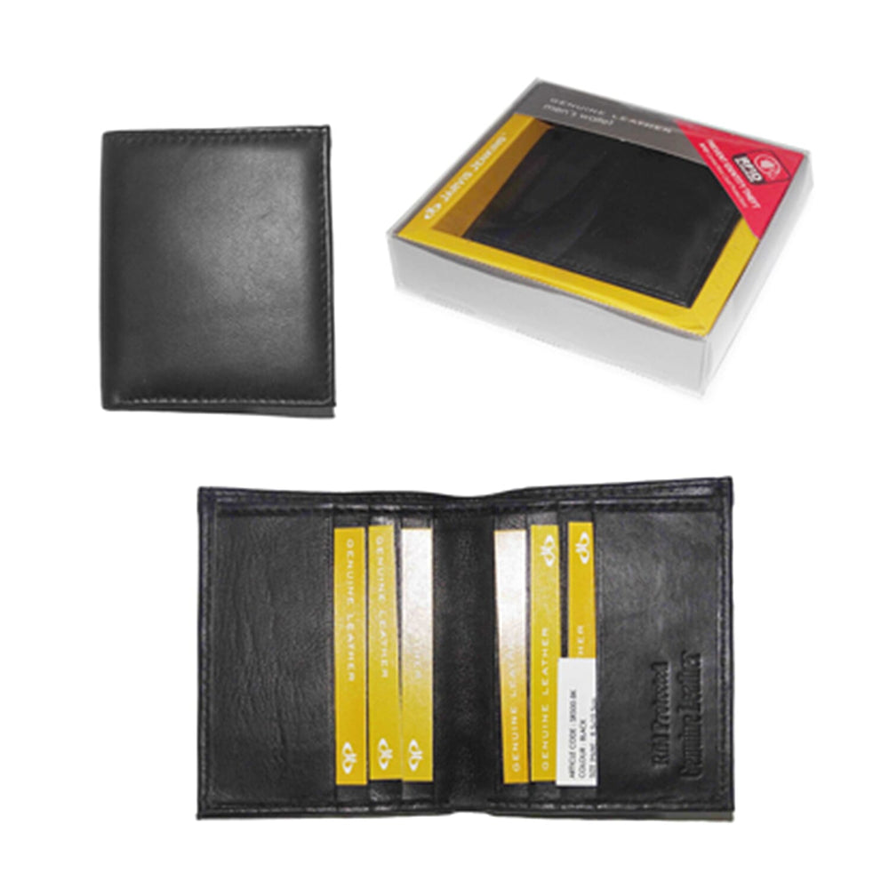Genuine Leather Wallet with RFID Blocking - Black