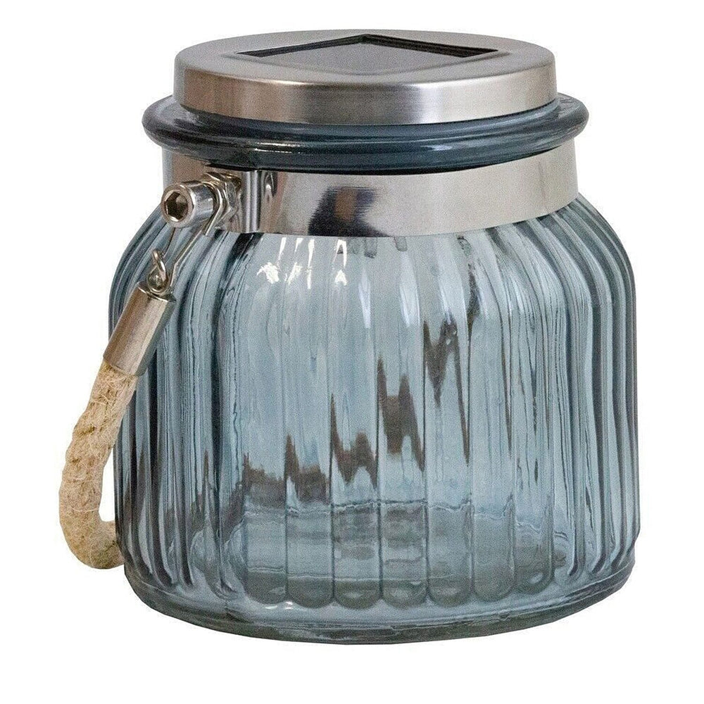 Solar Powered LED Hanging Glass Jar Lantern - Square
