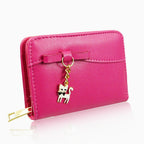 Leatherette Cat Small Purse - Fuchsia