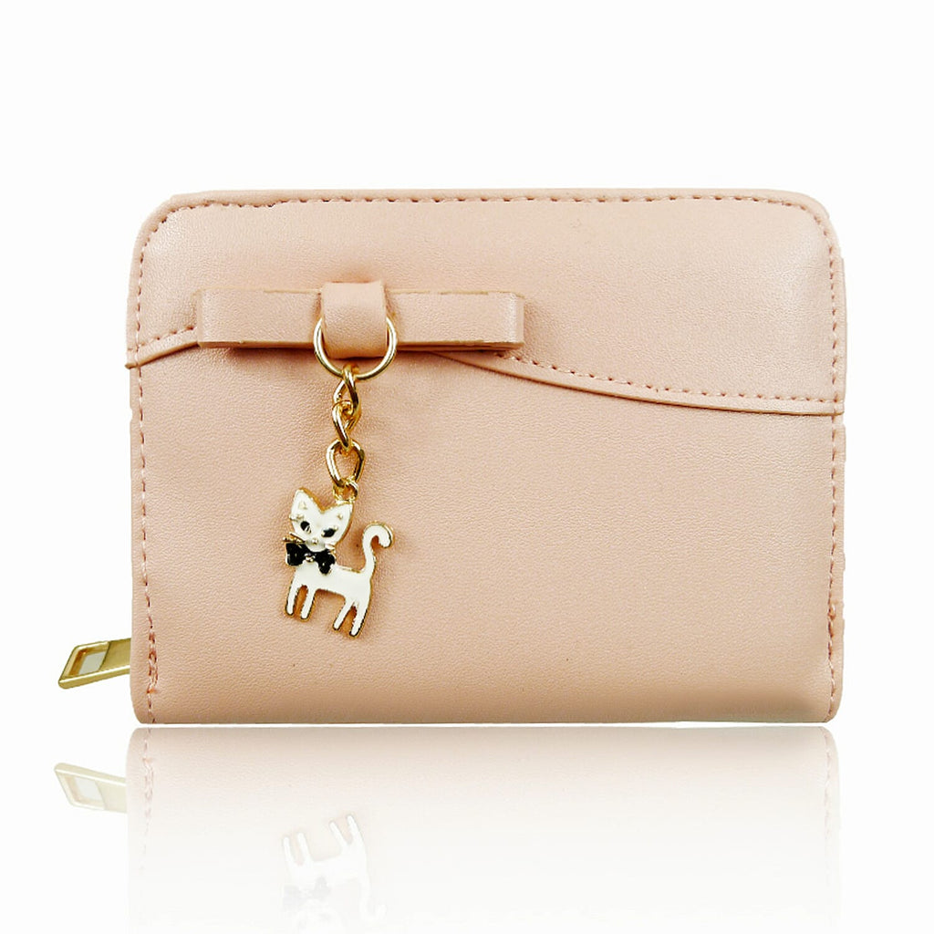 Leatherette Cat Small Purse - Light Pink