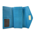 Leatherette Stitched Envelope Purse - Blue