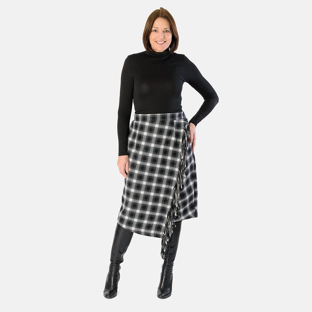 Ladies Asymetric Knitted Skirt (Size L) - Black