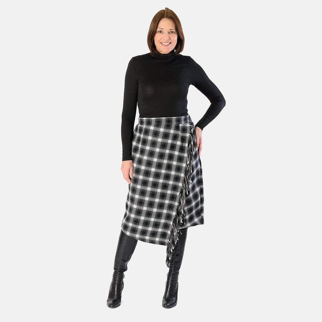Ladies Asymetric Knitted Skirt (Size L) - Black